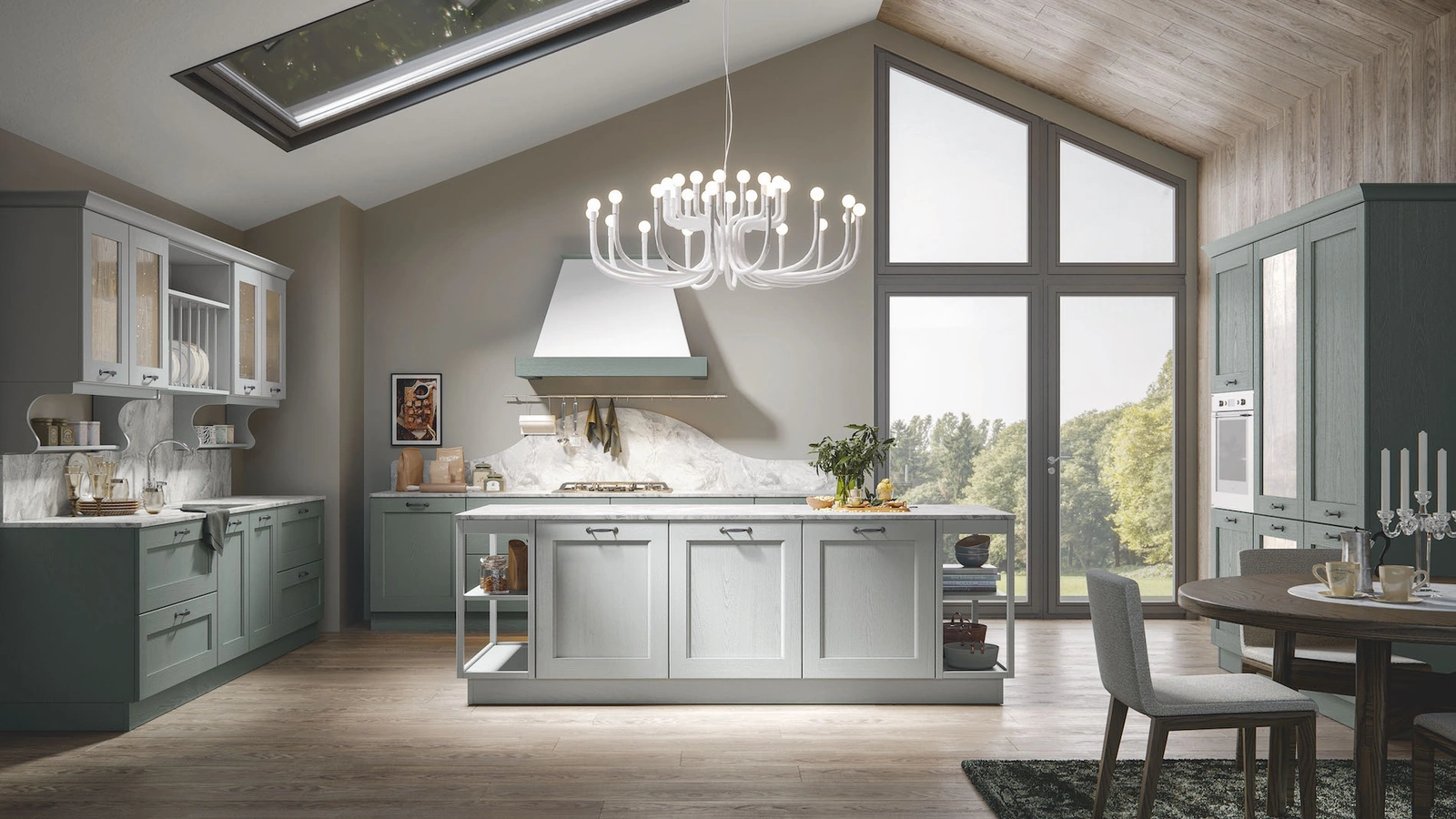 Cucina Classica in frassino Olimpia con isola di Home Cucine