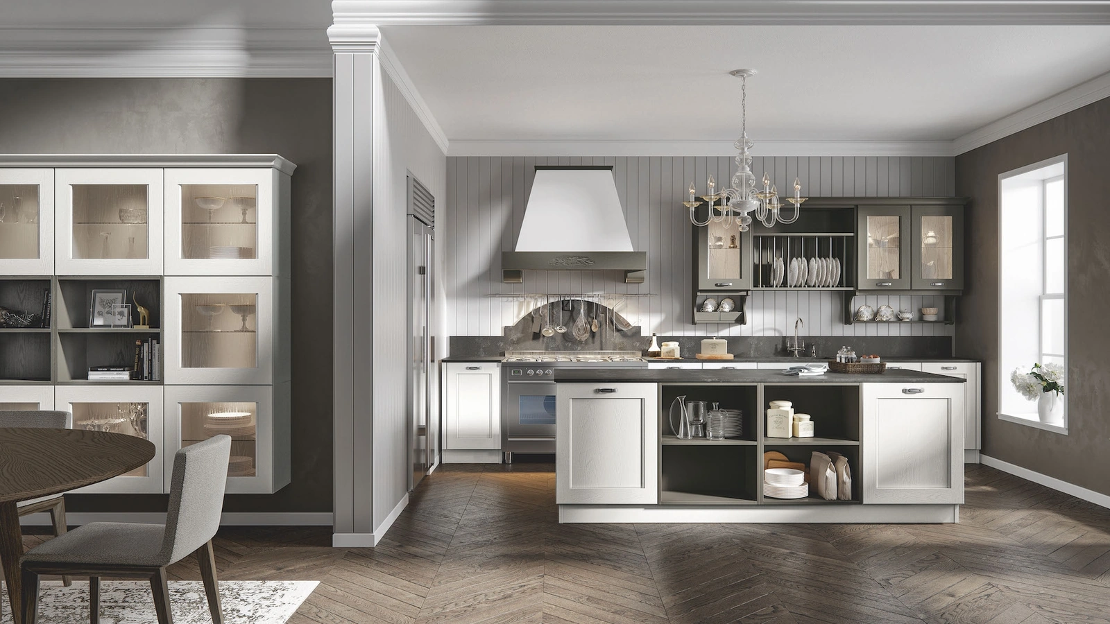 Cucina Classica in frassino Olimpia con isola di Home Cucine