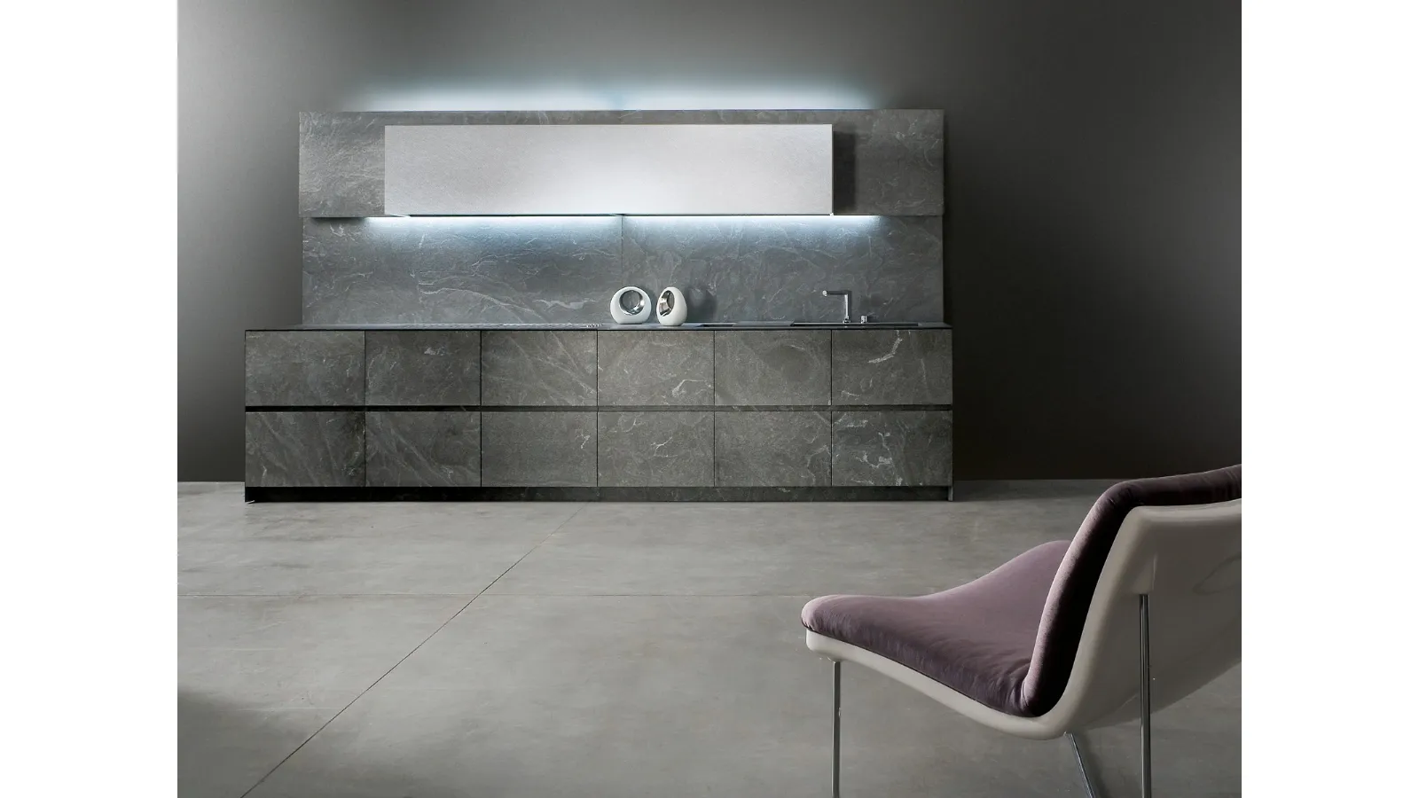 Cucina Design lineare KU45 Emperador di Key Cucine