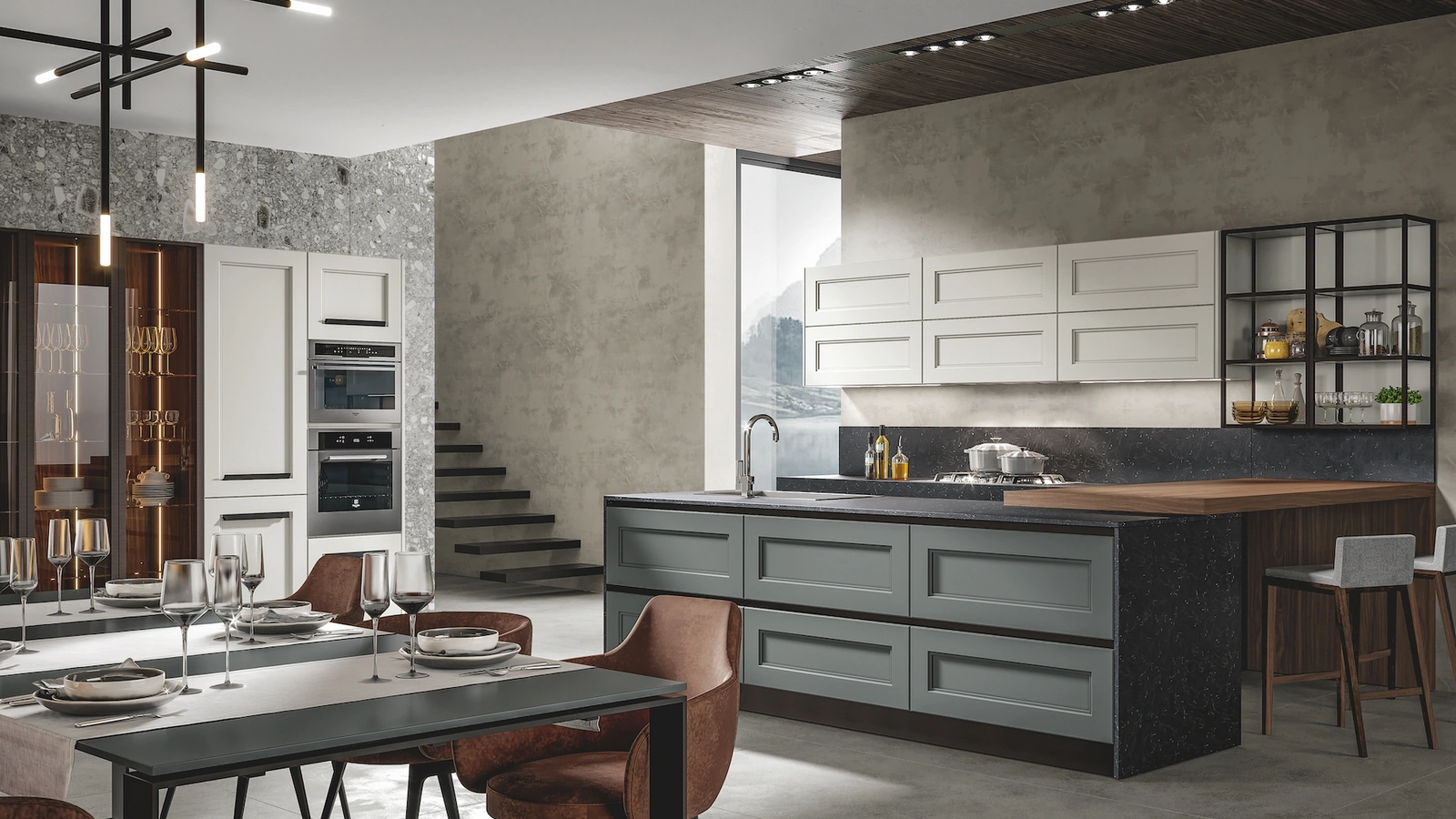 Cucina Moderna Boston in laccato con penisola di Home Cucine