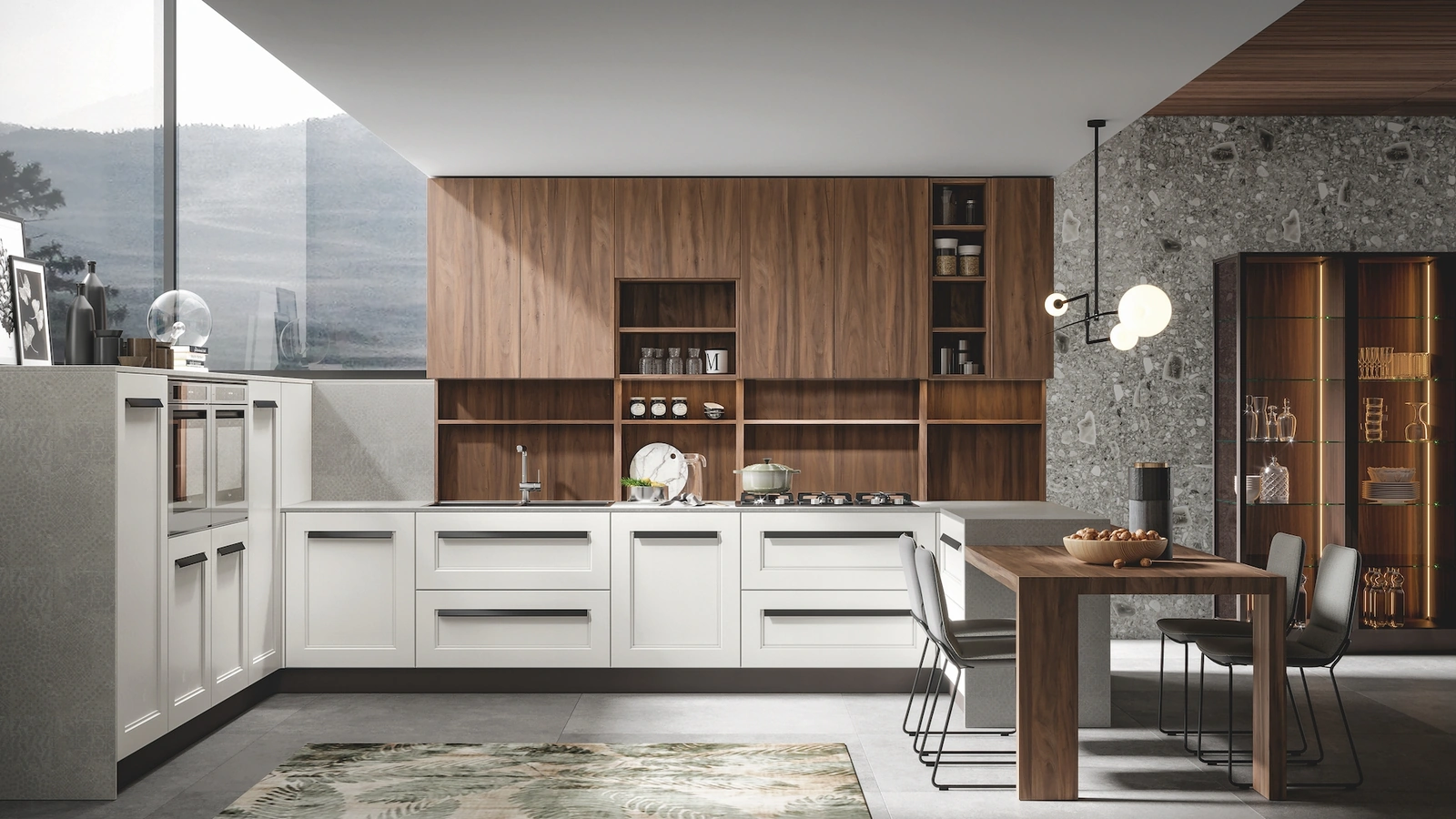 Cucina Moderna Boston con penisola in laccato e melaminico di Home Cucine