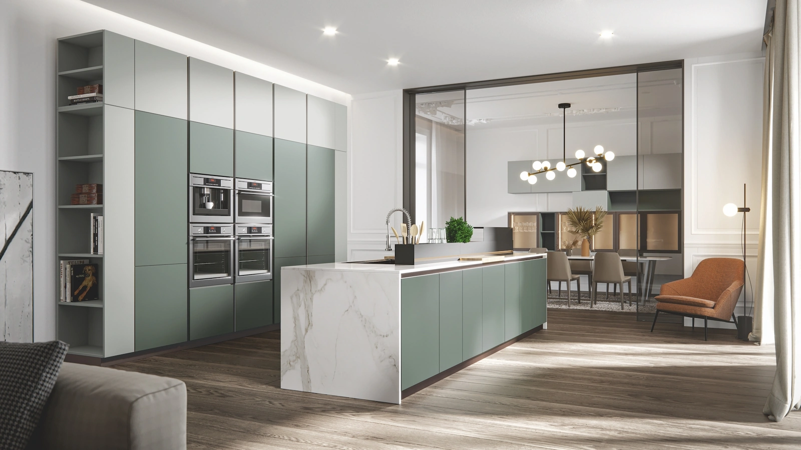Cucina Moderna con isola Era con isola in PVC laccato opaco di Home Cucine