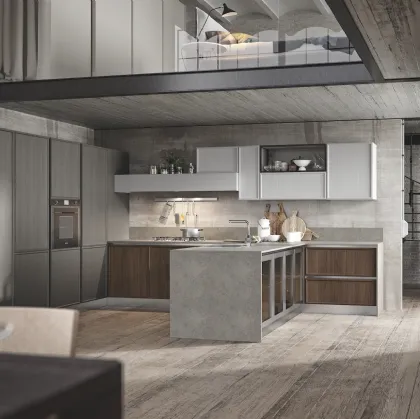 Cucina Moderna Estetica con penisola in frassino di Home Cucine