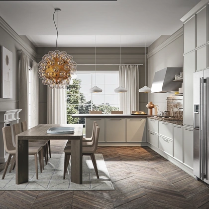 Cucina Moderna in frassino laccato Etica + Estetica con penisola di Home Cucine