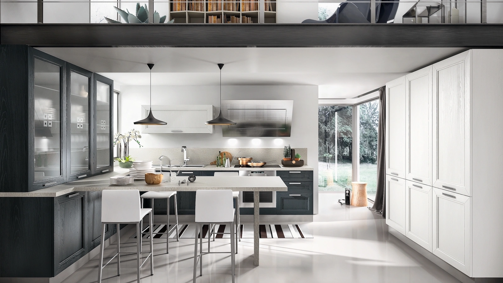 Cucina Moderna in frassino Metropoli con penisola di Home Cucine