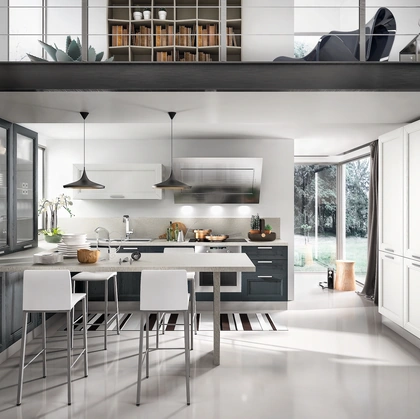 Cucina Moderna in frassino Metropoli con penisola di Home Cucine