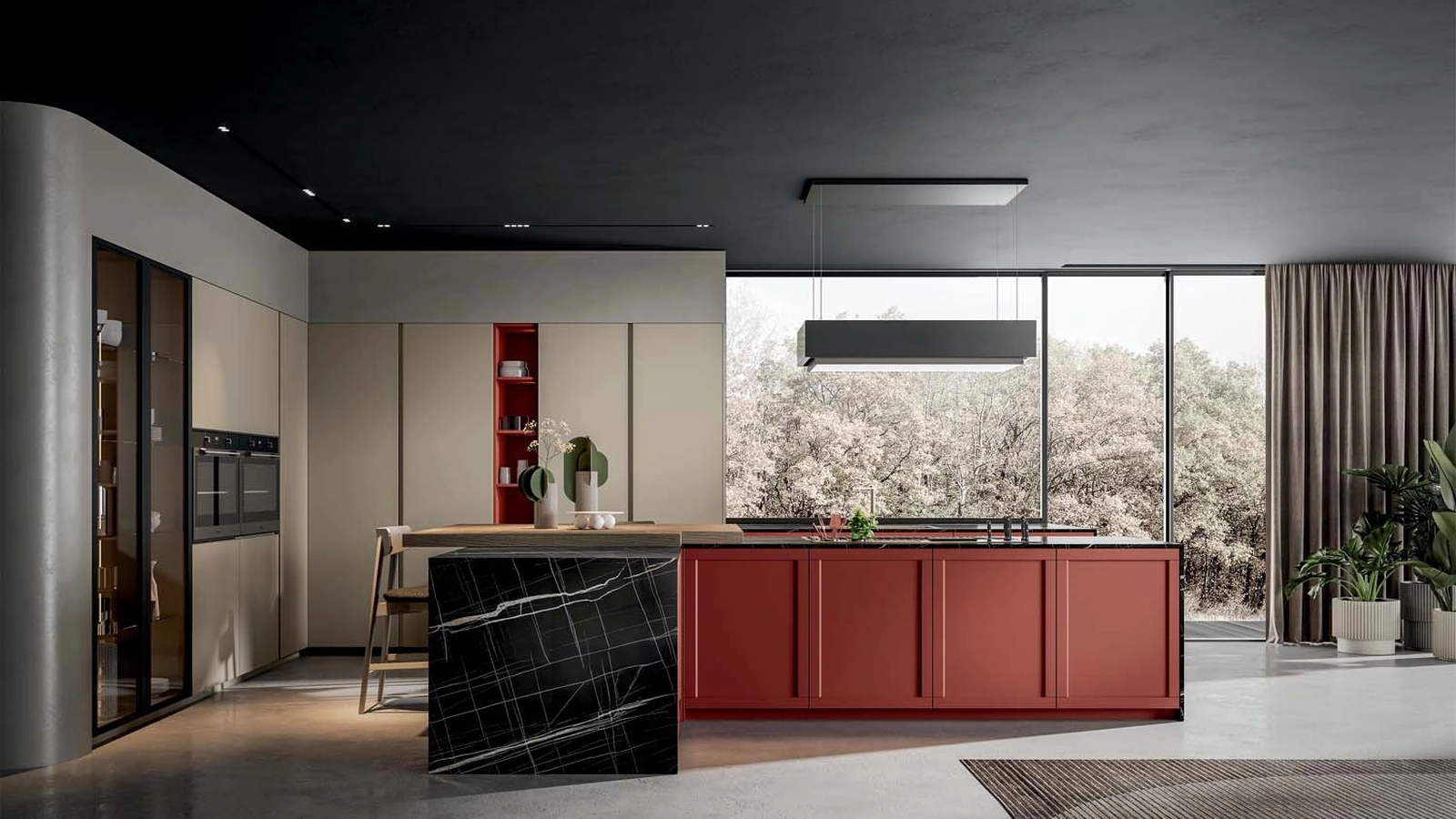 Cucina Moderna Nexa con isola in laccato di Home Cucine