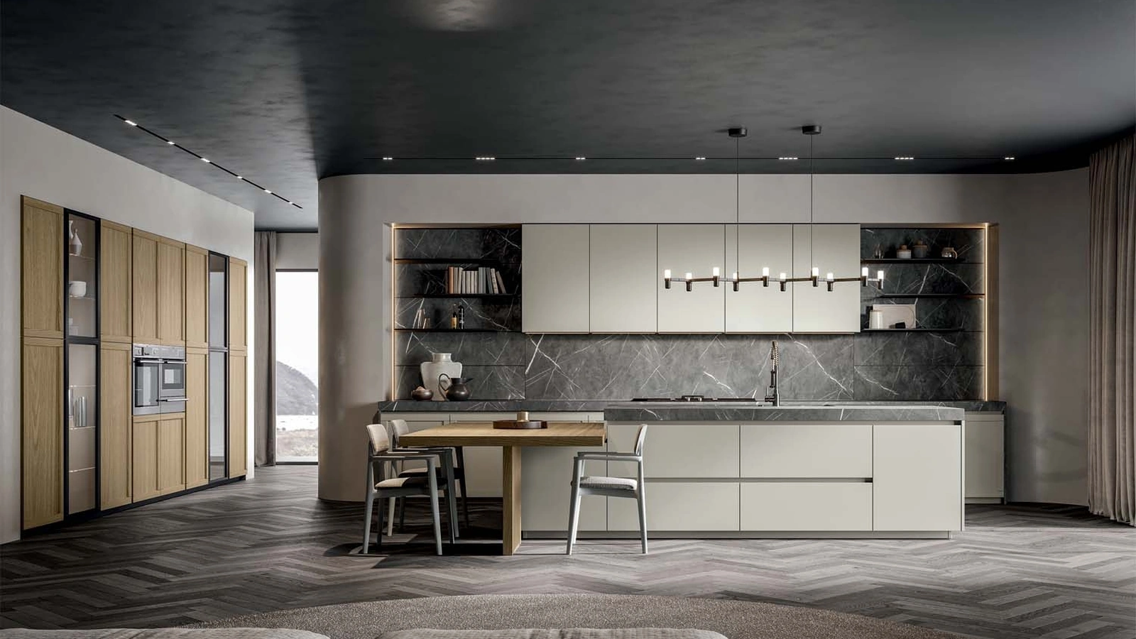 Cucina Moderna Nexa con isola in laccato e laminato di Home Cucine