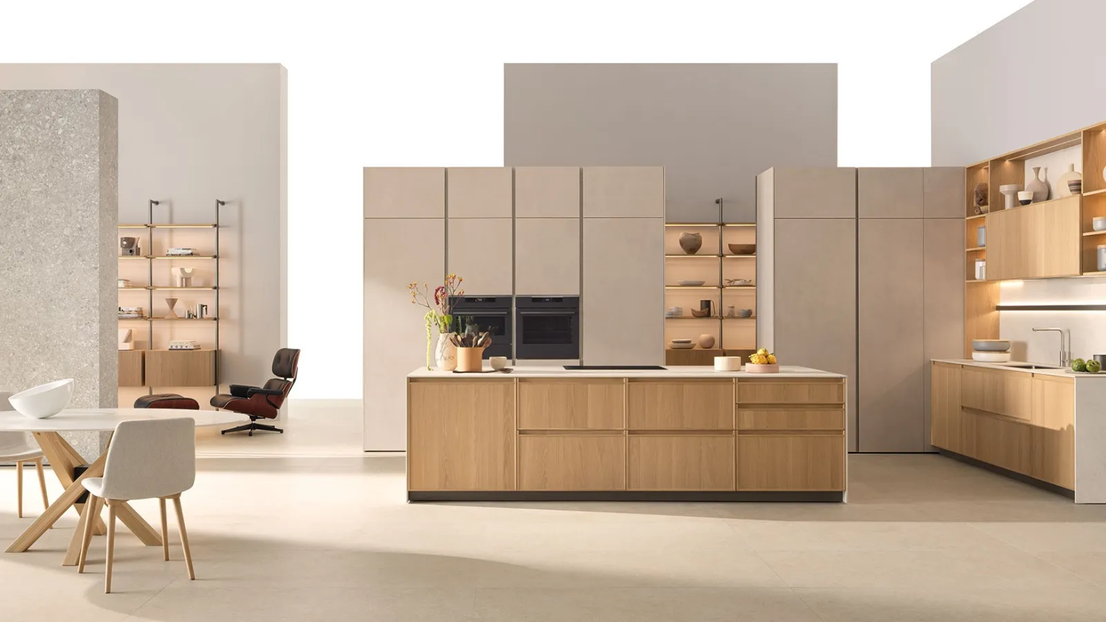 Cucina Moderna con isola Sakura 01 in Rovere Ikebana di Veneta Cucine