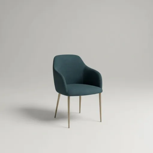 Sedia con forme morbide ed ergonomiche, caratterizzata da: