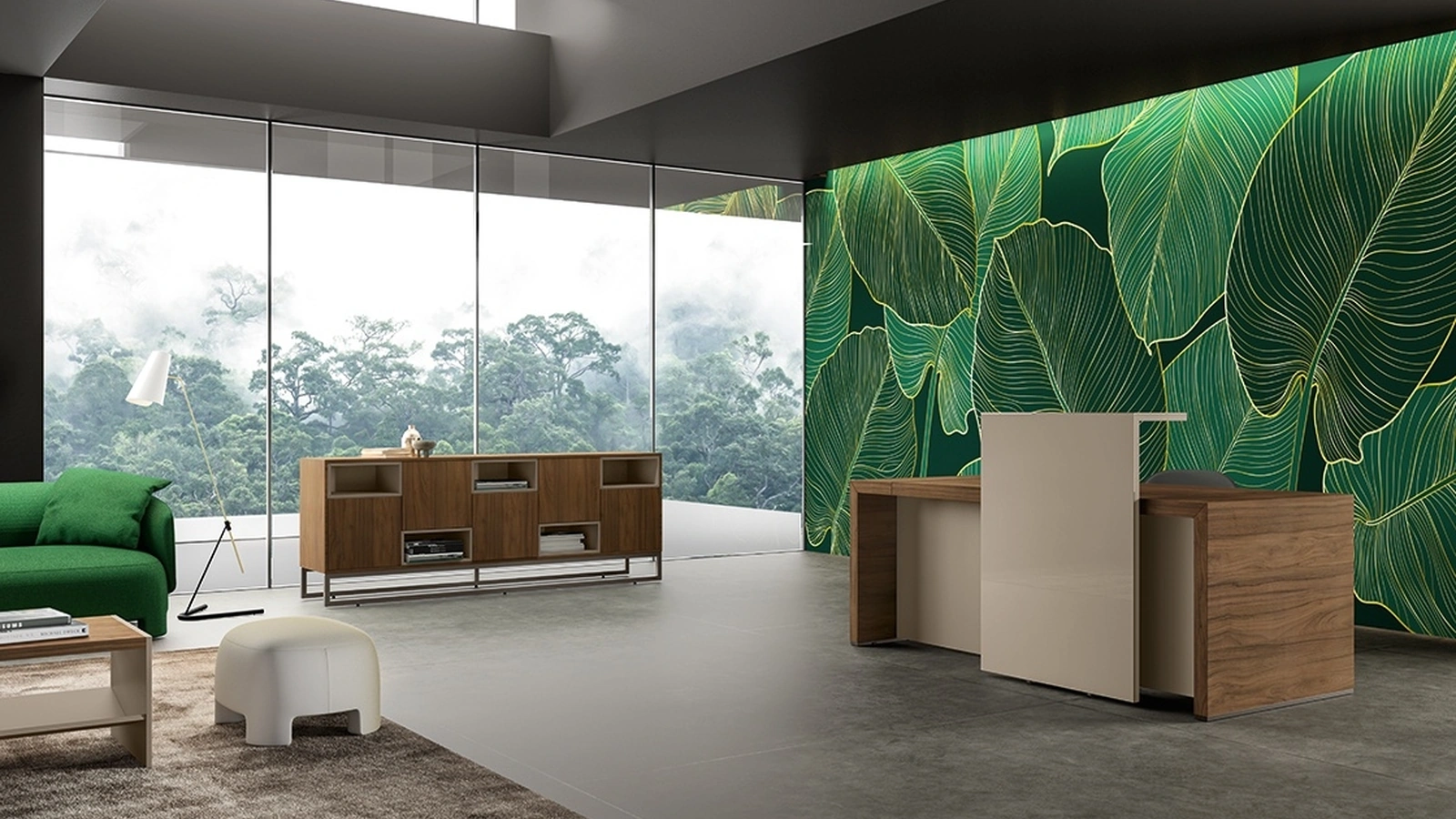 Reception Bold58 Universe con mensola in vetro laccato di About Office