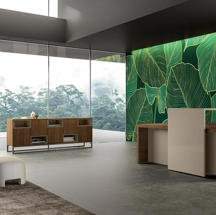 Reception Bold58 Universe con mensola in vetro laccato di About Office