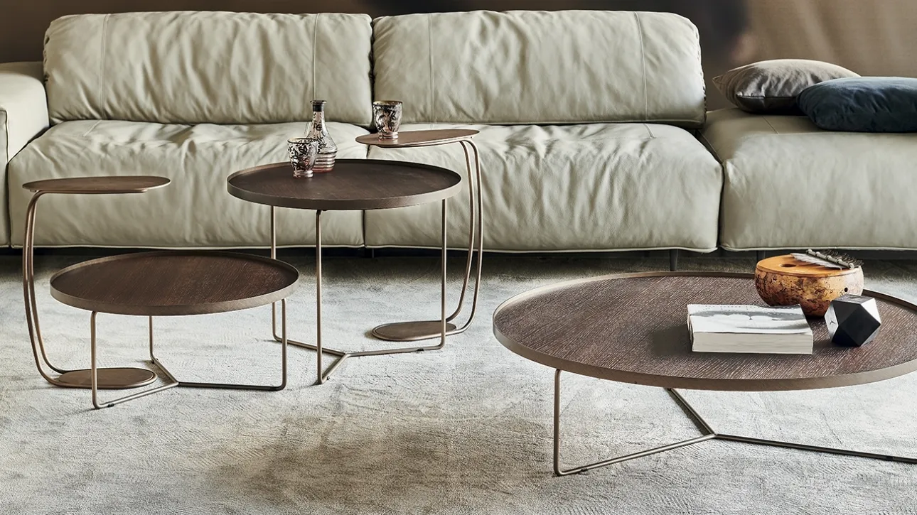 Tavolini in acciaio con piano in legno Billy Wood di Cattelan Italia