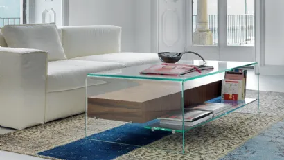 Tavolo Bridge With Drawer And Shelf con tappeto e divano