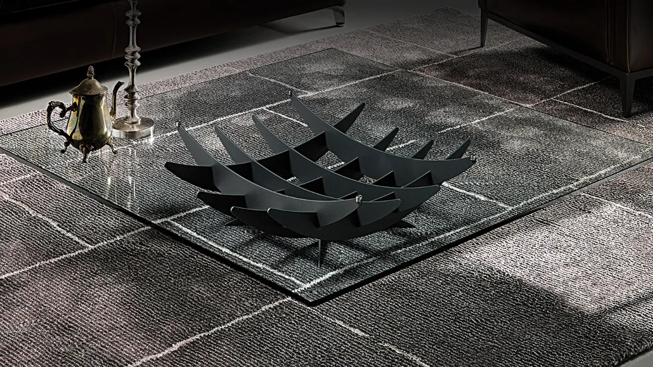 Tavolino con base in acciaio e piano in vetro Atlas di Cattelan Italia