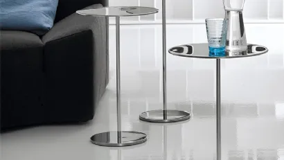 Tavolino con base e top in acciaio inox Gliss di Cattelan Italia