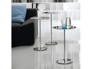 Tavolino con base e top in acciaio inox Gliss di Cattelan Italia
