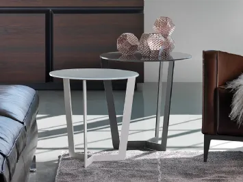 Tavolino in acciaio e cristallo verniciato Jolly di Cattelan Italia