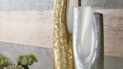 Vaso Ceramica esterno foglia oro o argento, interno bianco opaco e viceversa Calla di Adriani e Rossi