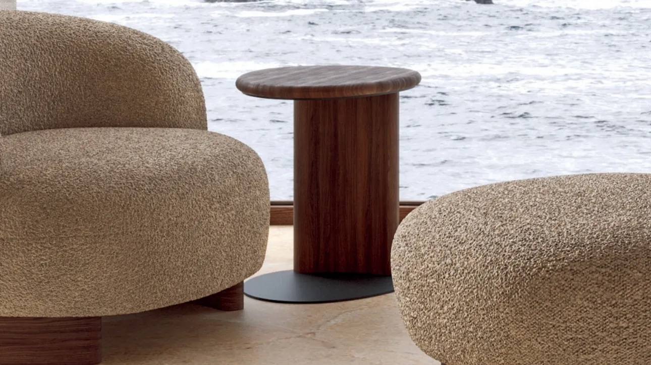 Tavolino Drop in legno o legno e marmo con base in metallo di Nature Design