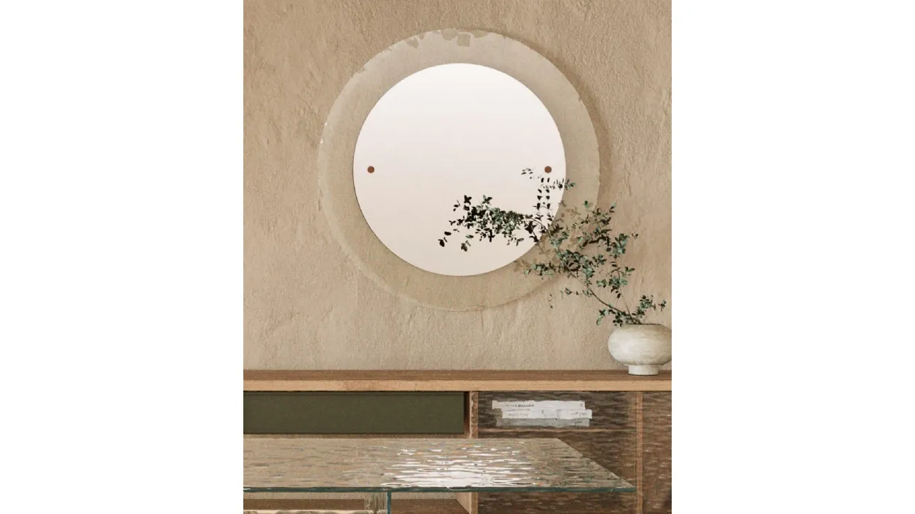 Specchio rotondo con cornice in vetro cotto Eclipse di Nature Design