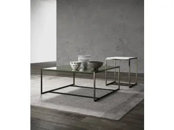 Tavolino Eulero con ripiano in vetro lucido o marmo in diverse dimensioni e altezze e base in metallo di Presotto