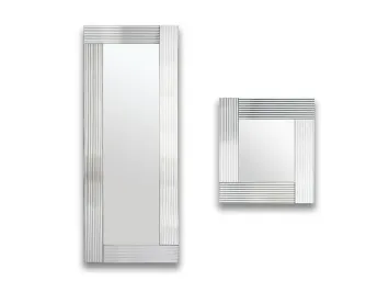 Specchio di design con cornice specchiante ondulata Flute di Riflessi