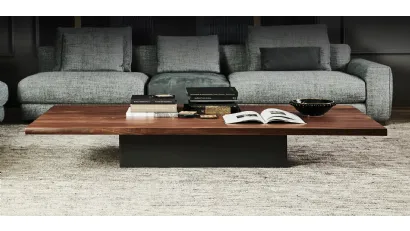 Tavolino in legno massello di Noce Canaletto con base in metallo Idem di Cattelan Italia