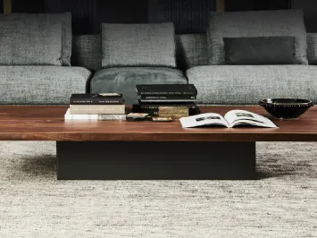 Tavolino in legno massello di Noce Canaletto con base in metallo Idem di Cattelan Italia