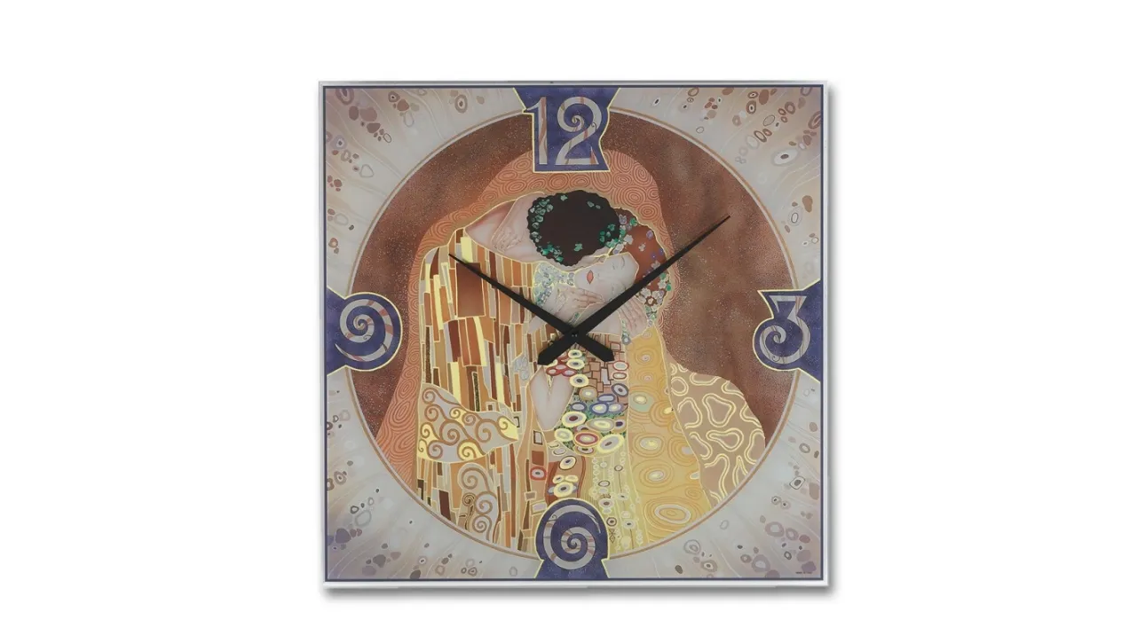Orologio in cristallo temperato con serigrafia artistica Il Bacio di Adriani e Rossi