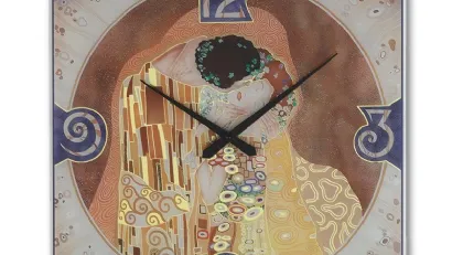 Orologio in cristallo temperato con serigrafia artistica Il Bacio di Adriani e Rossi
