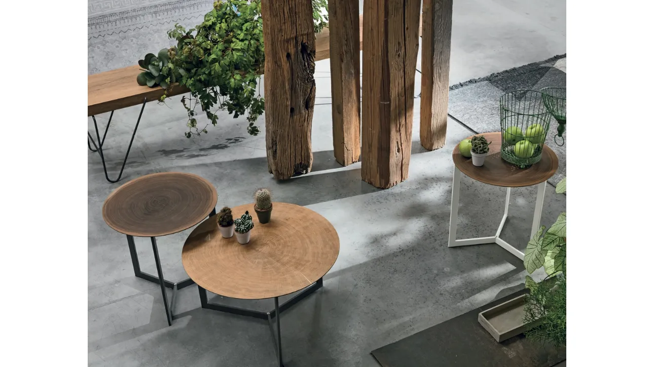 Tavolino con base a più finiture Joy Wood di Tomasella