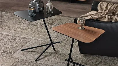 Tavolino Laser con base in acciaio e piano in legno di Cattelan Italia