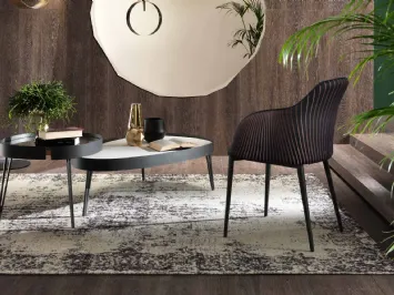 Tavolino Lumière con top in ceramica con cornice in metallo di Riflessi