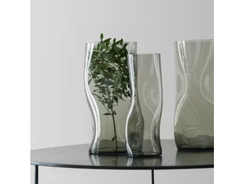 Vaso in vetro di Murano grigio fumè Pongo di Adriani e Rossi