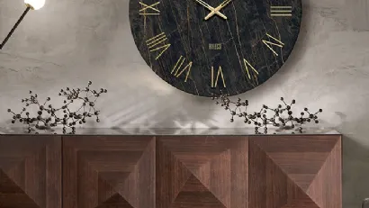 Orologio da muro in vetro serigrafato effetto marmo Portofino di Riflessi