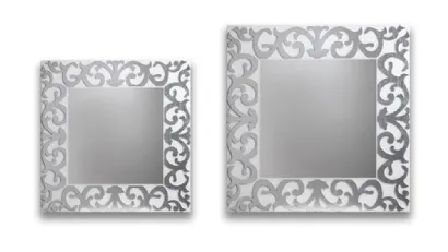 Specchio di design con applicazioni in metallo argentato Retrò di Riflessi