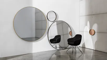 Specchio Visual Round con poltroncina nera