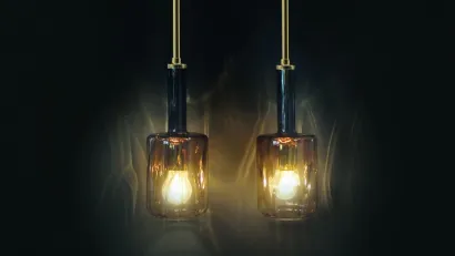 Lampada a sospensione Babylon in vetro di Murano color Oro di Adriani e Rossi