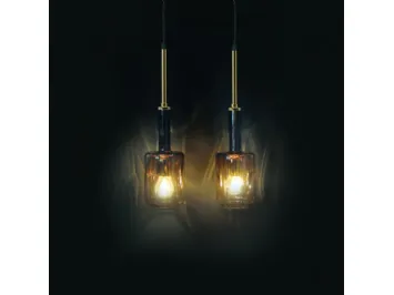 Lampada a sospensione Babylon in vetro di Murano color Oro di Adriani e Rossi