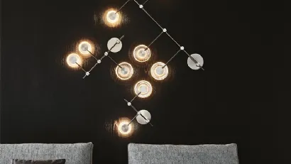 Lampada da parete in acciaio con paralumi in vetro Applique Circuit di Cattelan Italia