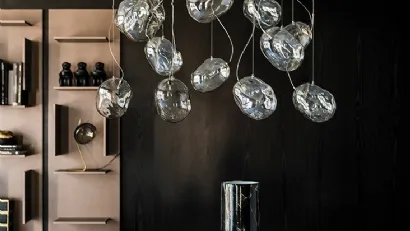 Lampada a sospensione con gocce in vetro Cloudine di Cattelan Italia