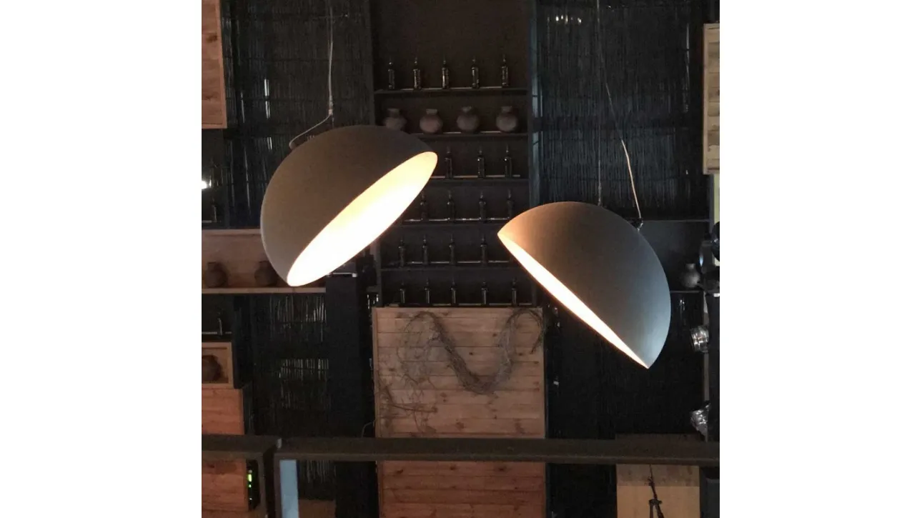 Lampada a sospensione in metallo verniciato nero Domus Degree di Adriani e Rossi