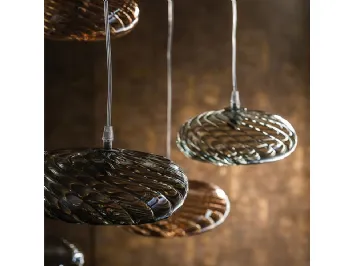 Lampada a sospensione con paralume in vetro borosilicato arancio o fumé Lim Z di Cattelan Italia
