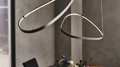 Lampada a sospensione in acciaio verniciato titanio Magellano di Cattelan Italia