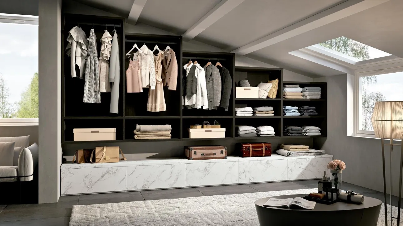 Cabina Armadio su misura per mansarde Look 26 di Ferrimobili