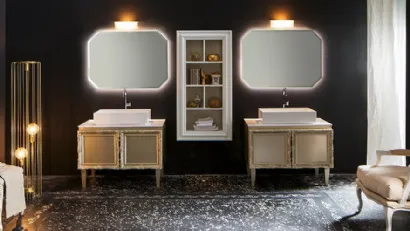 Mobile bagno doppio in laccato opaco con piano in mineralguss DELICHON DH15 di Compab