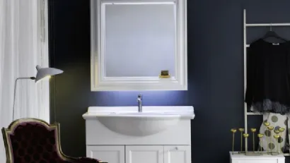 Mobile Bagno da appoggio in laccato bianco opaco e lavabo consolle in ceramica DIAMANTE DM13B di Compab