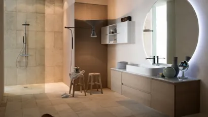 Mobile da Bagno sospeso in rovere con piano in marmo INK PRESTIGE NK19 di Compab