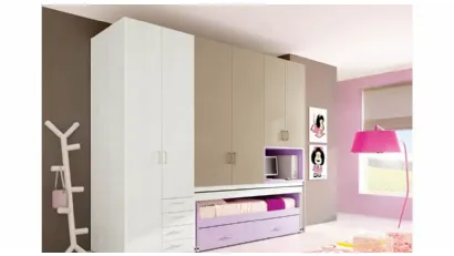 Cameretta per Ragazze 609 a ponte con letto e scrivania estraibili di Ferrimobili